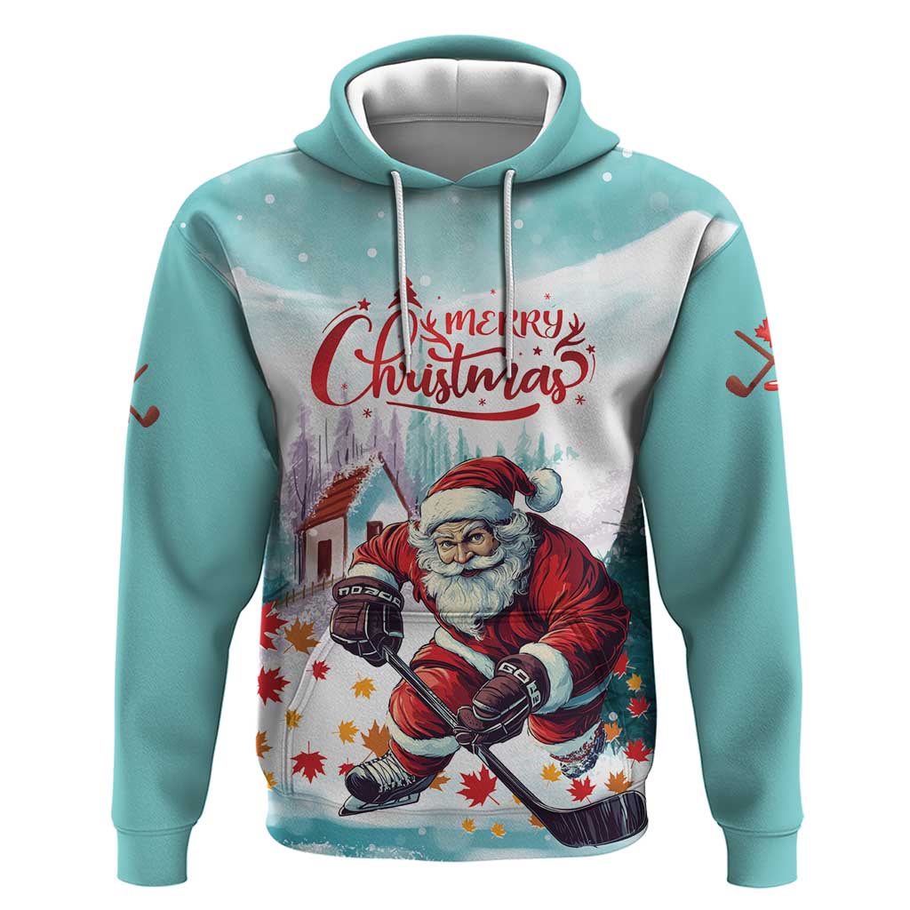 Personalized Canada Santa Playing Hockey Hoodie - Wonder Print Shop