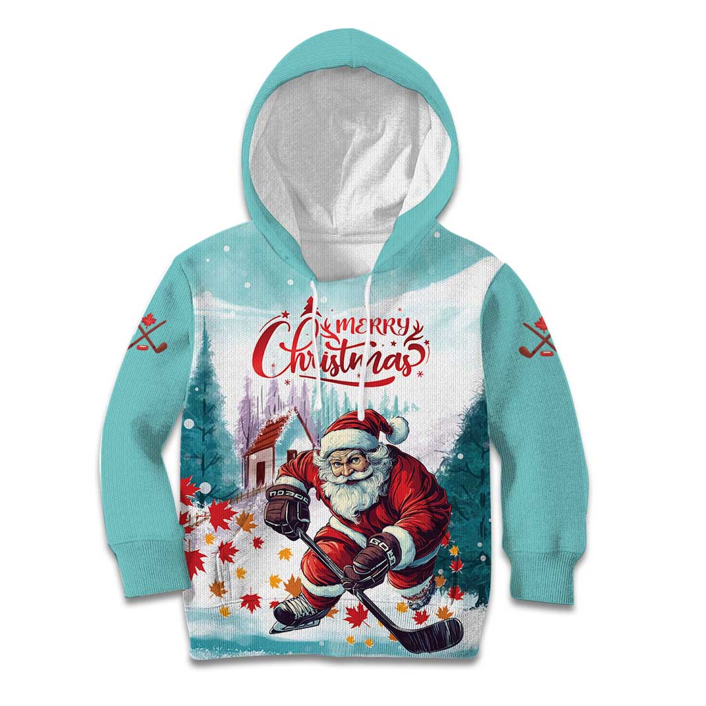 Personalized Canada Santa Playing Hockey Kid Hoodie - Wonder Print Shop