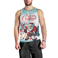 Men's mint hockey Santa tank top with Merry Christmas front graphic