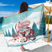 Mint Christmas sarong with Santa hockey and 'Merry Christmas' print