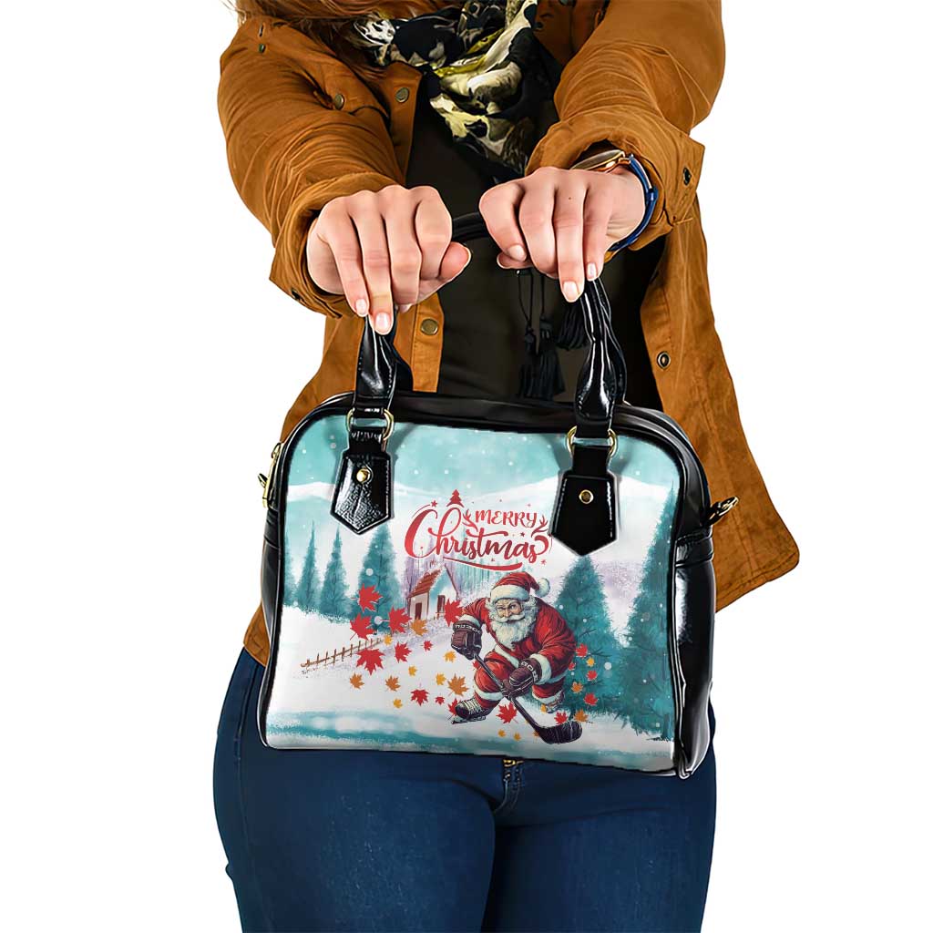 Canada Santa Playing Hockey Shoulder Handbag