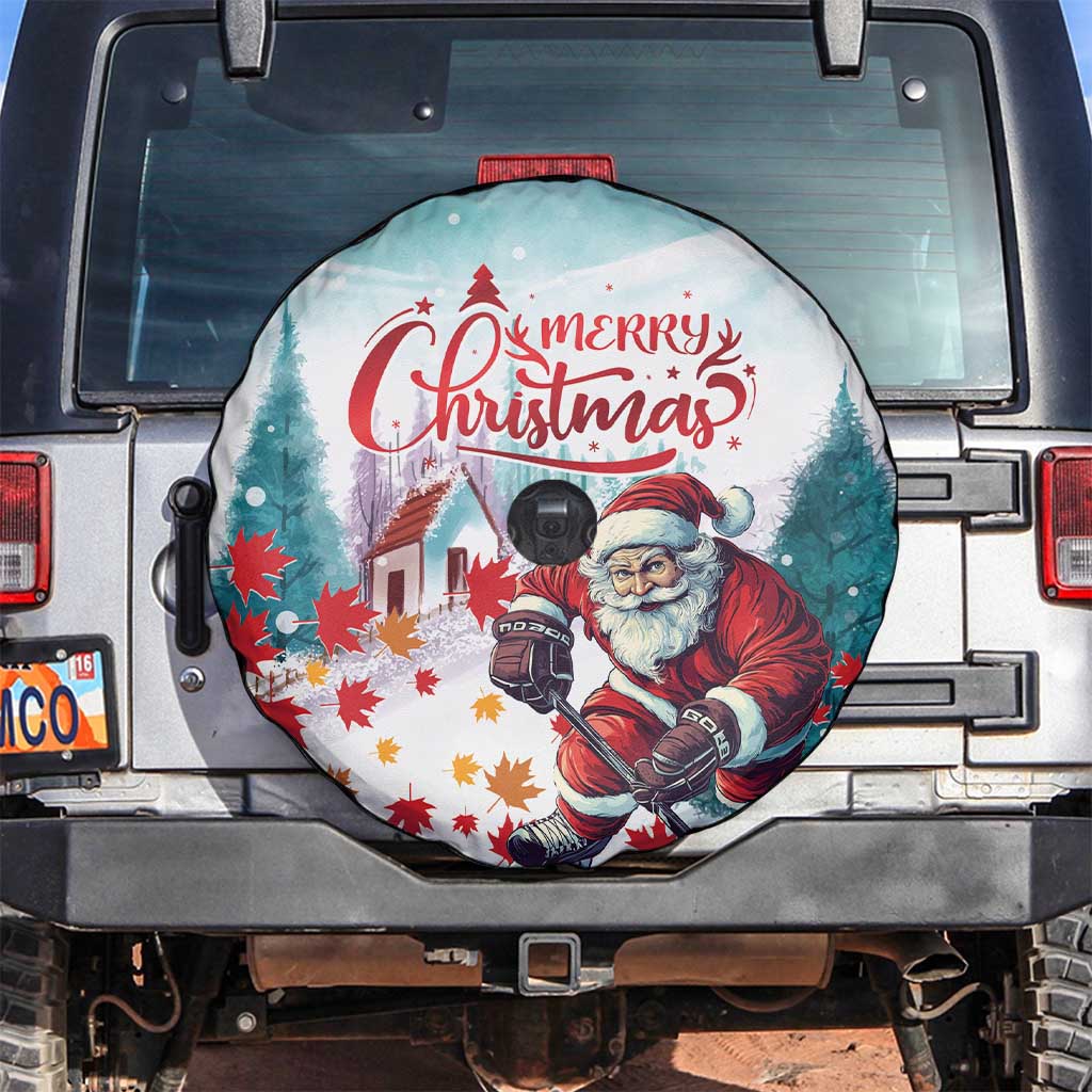 Canada Santa Playing Hockey Spare Tire Cover