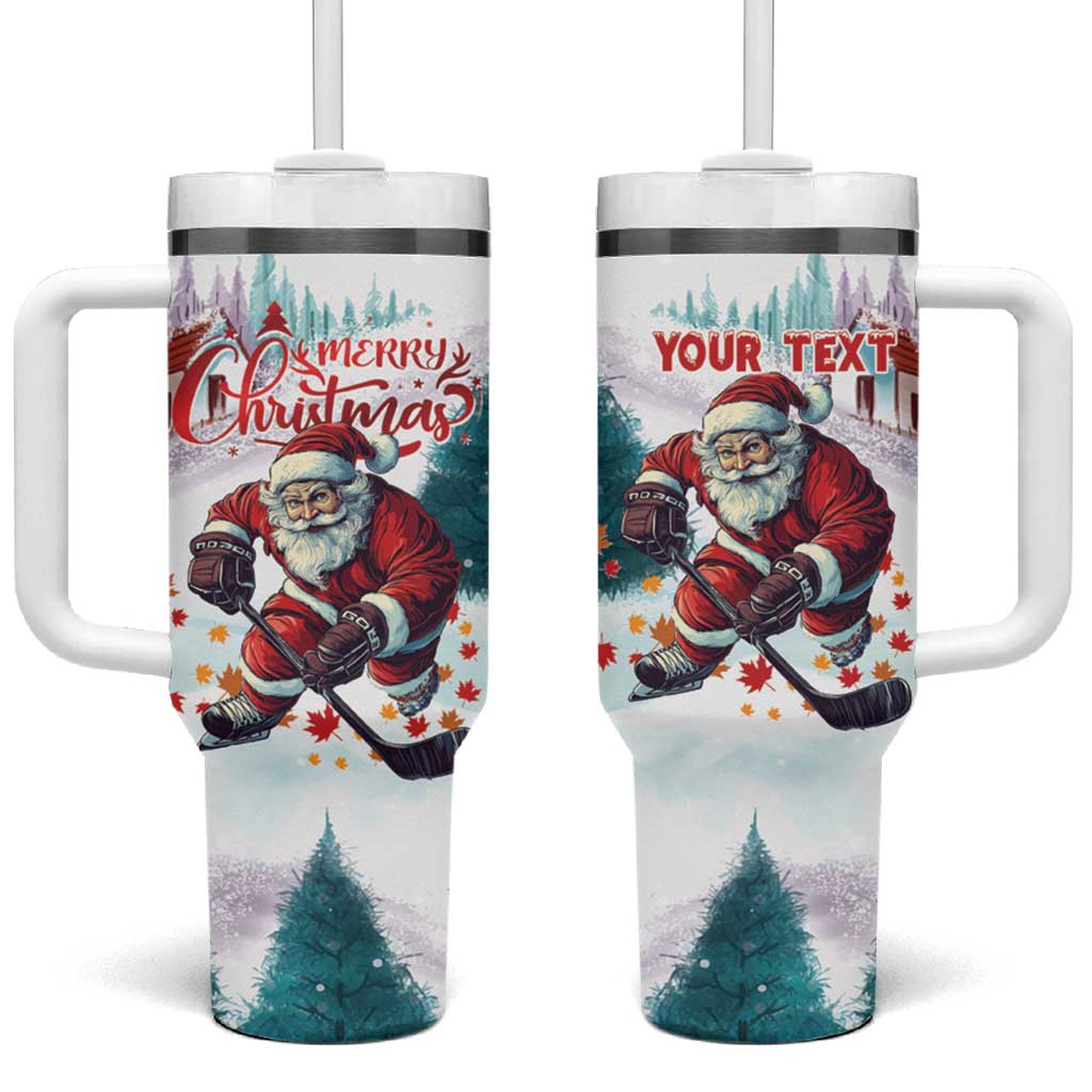 Personalized Canada Santa Playing Hockey Tumbler With Handle