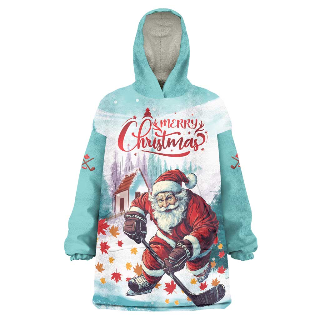 Personalized Canada Santa Playing Hockey Wearable Blanket Hoodie