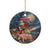 Merry Christmoose Ceramic Ornament Santa Claus Riding Moose Starry Night - Wonder Print Shop