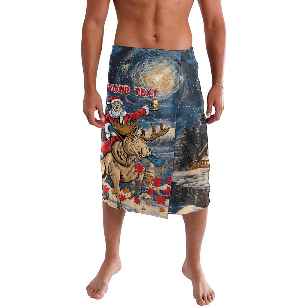 Men's printed Santa riding moose shorts with starry night landscape and text panel