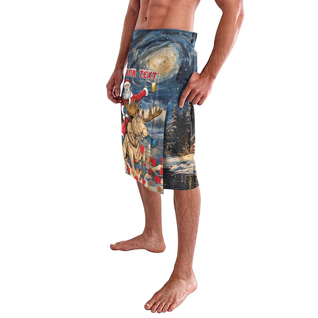 Men's printed shorts featuring Santa on moose and snowy forest scene