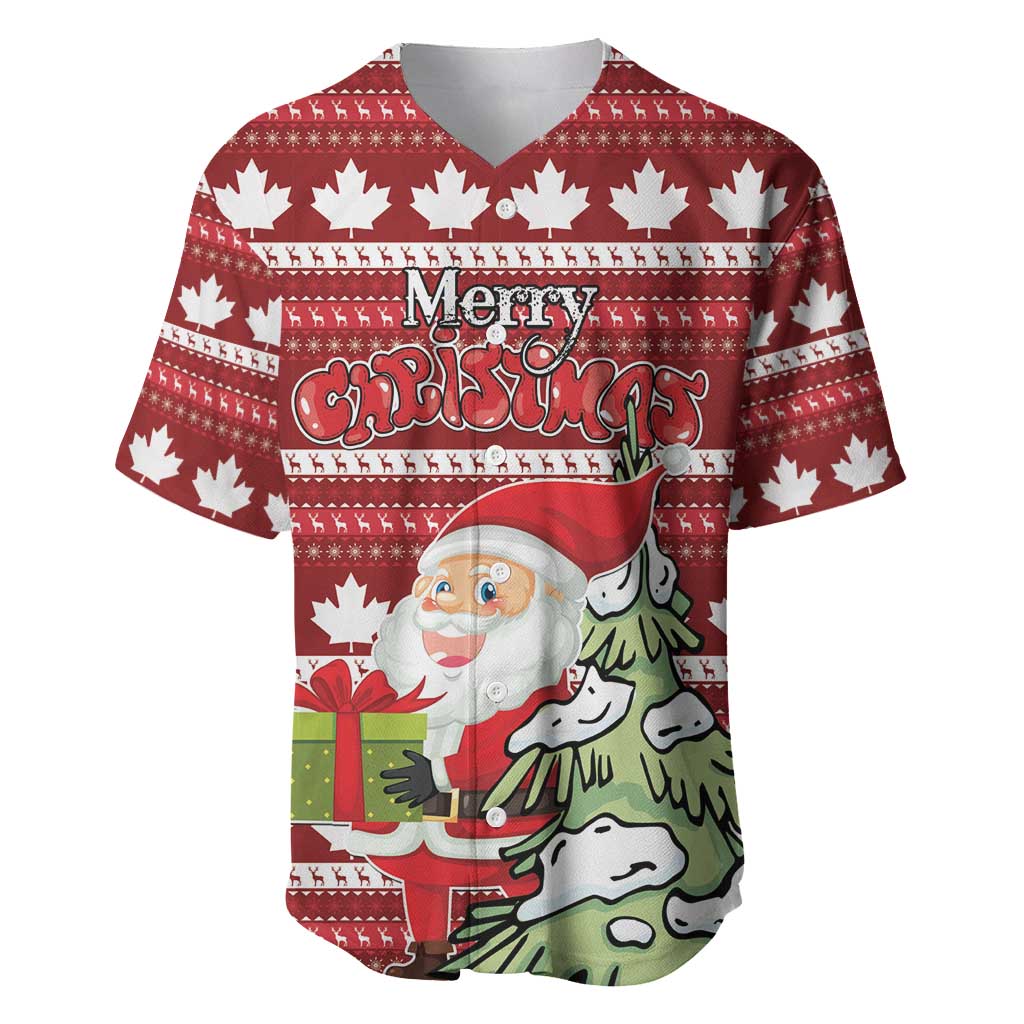 Personalized Canada Christmas Baseball Jersey Maple Leaf Pattern - Wonder Print Shop