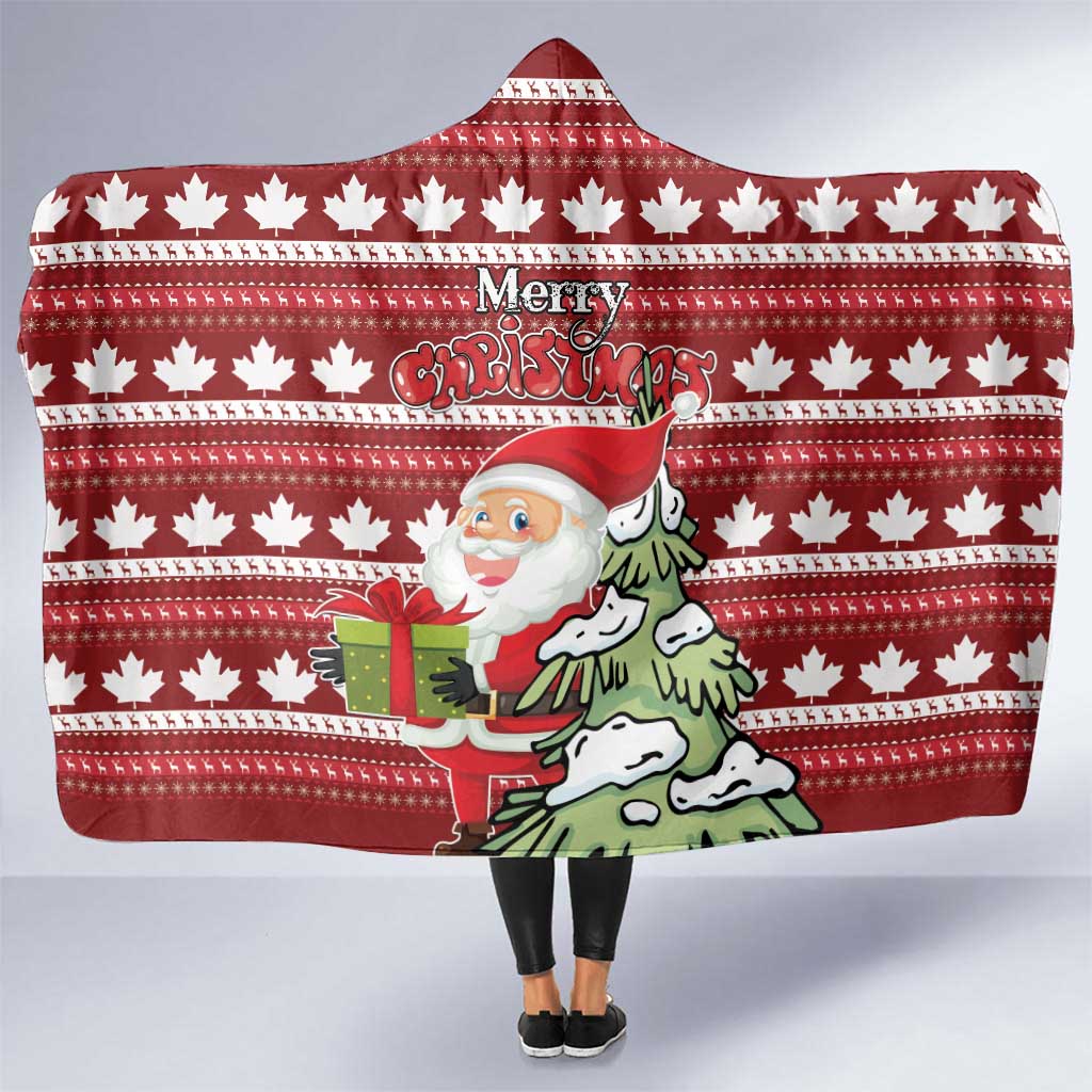 Canada Christmas Hooded Blanket Maple Leaf Pattern