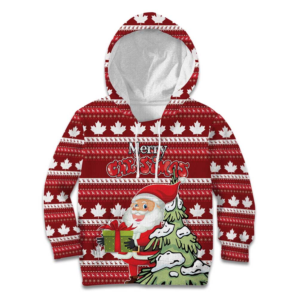 Personalized Canada Christmas Kid Hoodie Maple Leaf Pattern - Wonder Print Shop