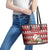 Canada Christmas Leather Tote Bag Maple Leaf Pattern - Wonder Print Shop