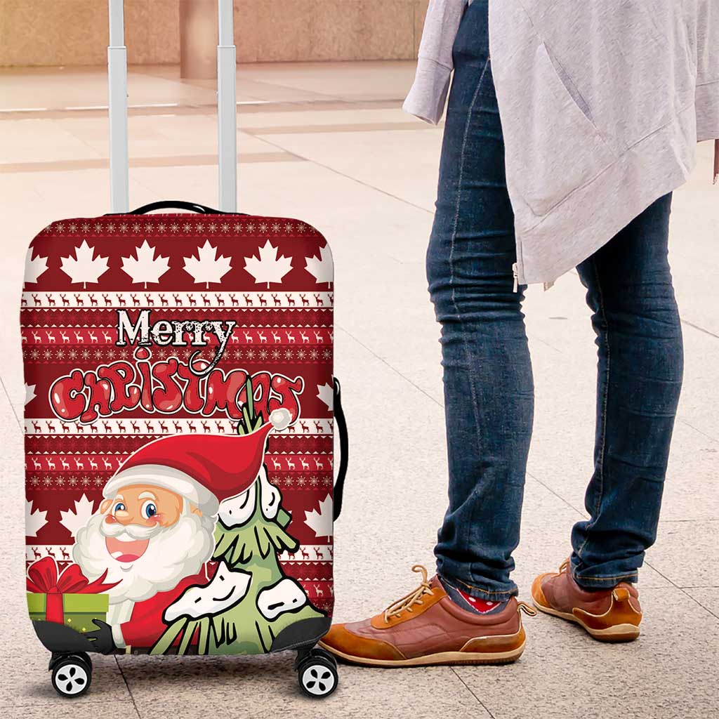 Canada Christmas Luggage Cover Maple Leaf Pattern - Wonder Print Shop