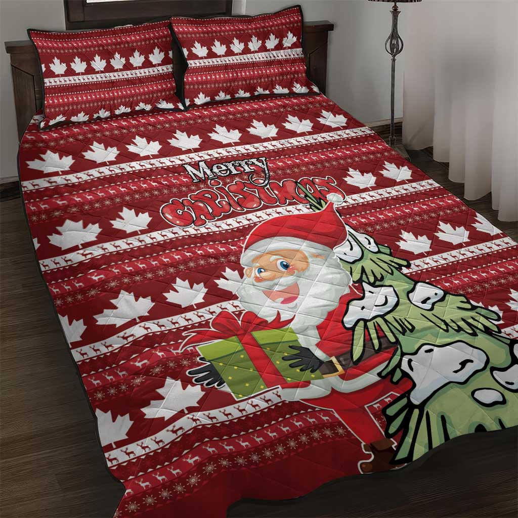 Canada Christmas Quilt Bed Set Maple Leaf Pattern