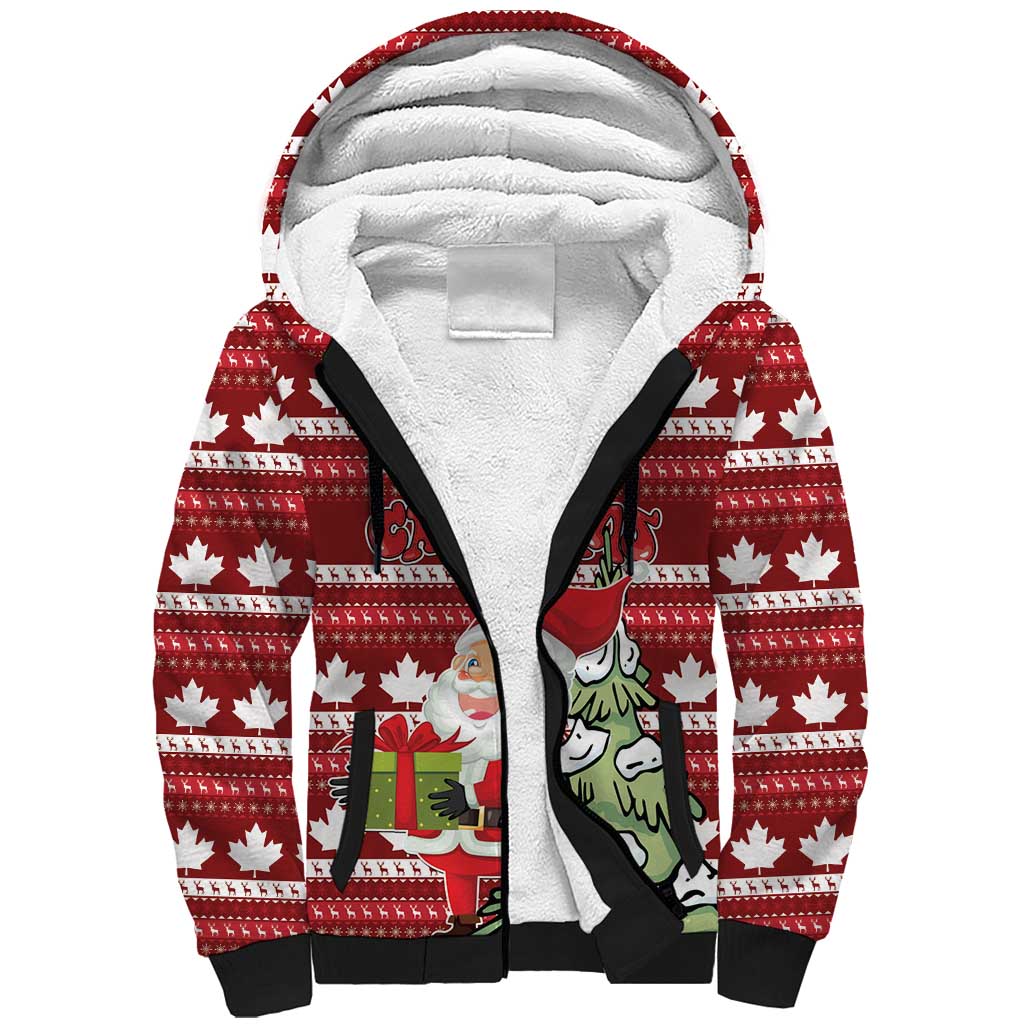 Personalized Canada Christmas Sherpa Hoodie Maple Leaf Pattern - Wonder Print Shop