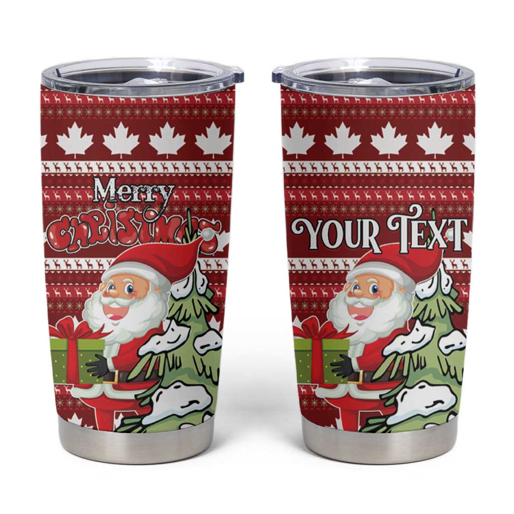 Personalized Canada Christmas Tumbler Cup Maple Leaf Pattern