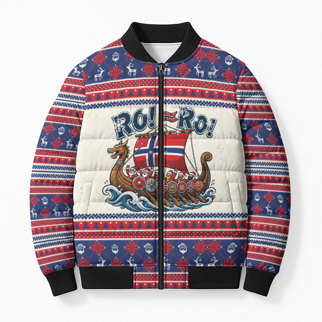 Norge Christmas Bomber Puffer Jacket Ro Ro Viking Santa Claus