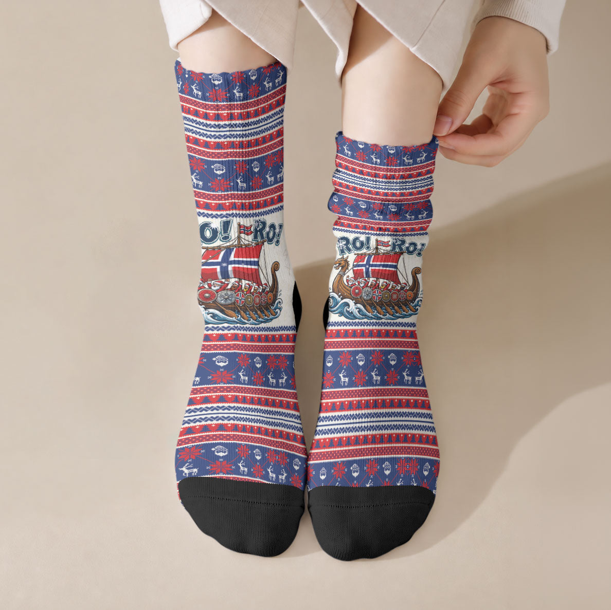 Norge Christmas Crew Socks Ro Ro Viking Santa Claus