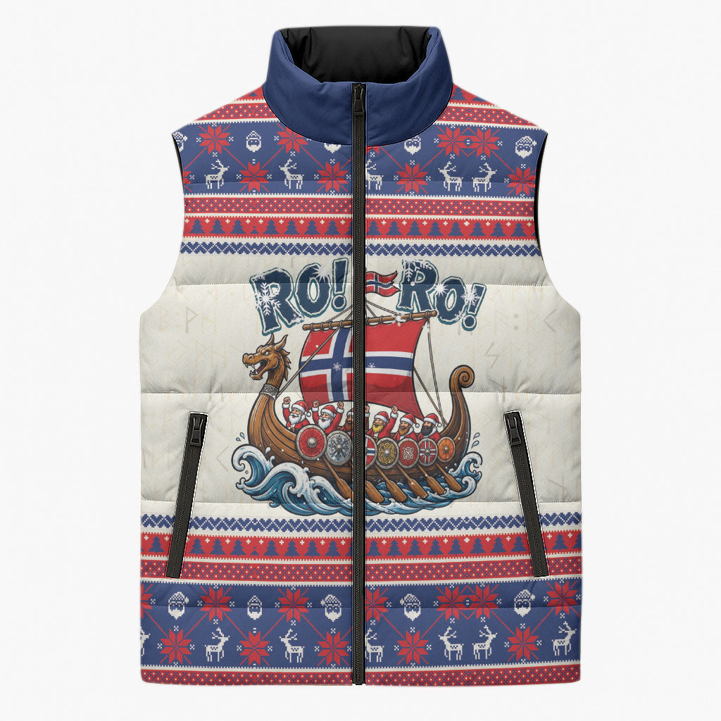Norge Christmas Sleeveless Puffer Jacket Ro Ro Viking Santa Claus