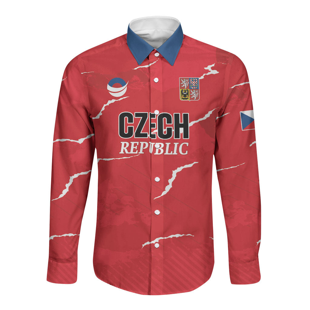 Custom Handball Czech Republic Long Sleeve Button Shirt Go Champions
