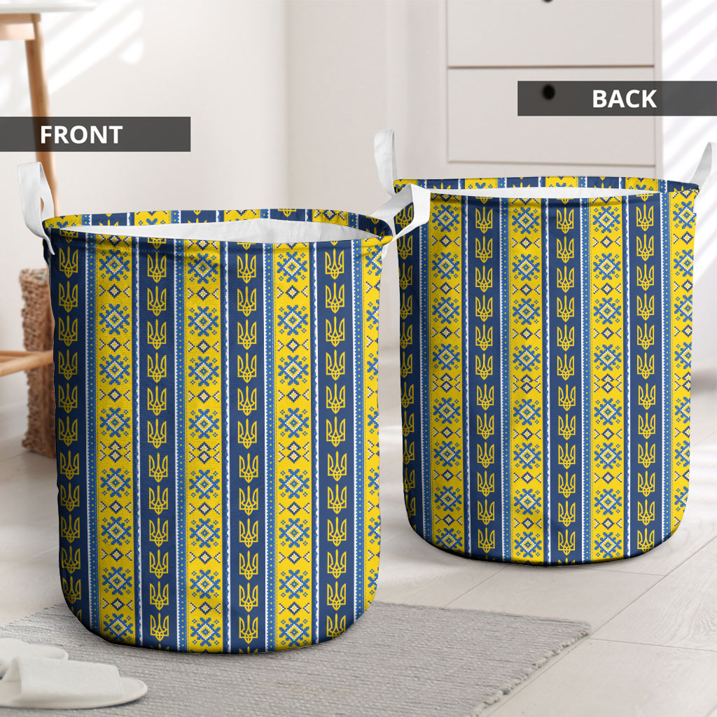 Ukraine Christmas Laundry Basket Ukrainian Trident Pattern