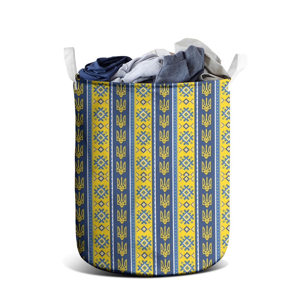 Ukraine Christmas Laundry Basket Ukrainian Trident Pattern