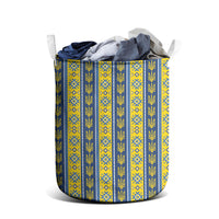 Ukraine Christmas Laundry Basket Ukrainian Trident Pattern