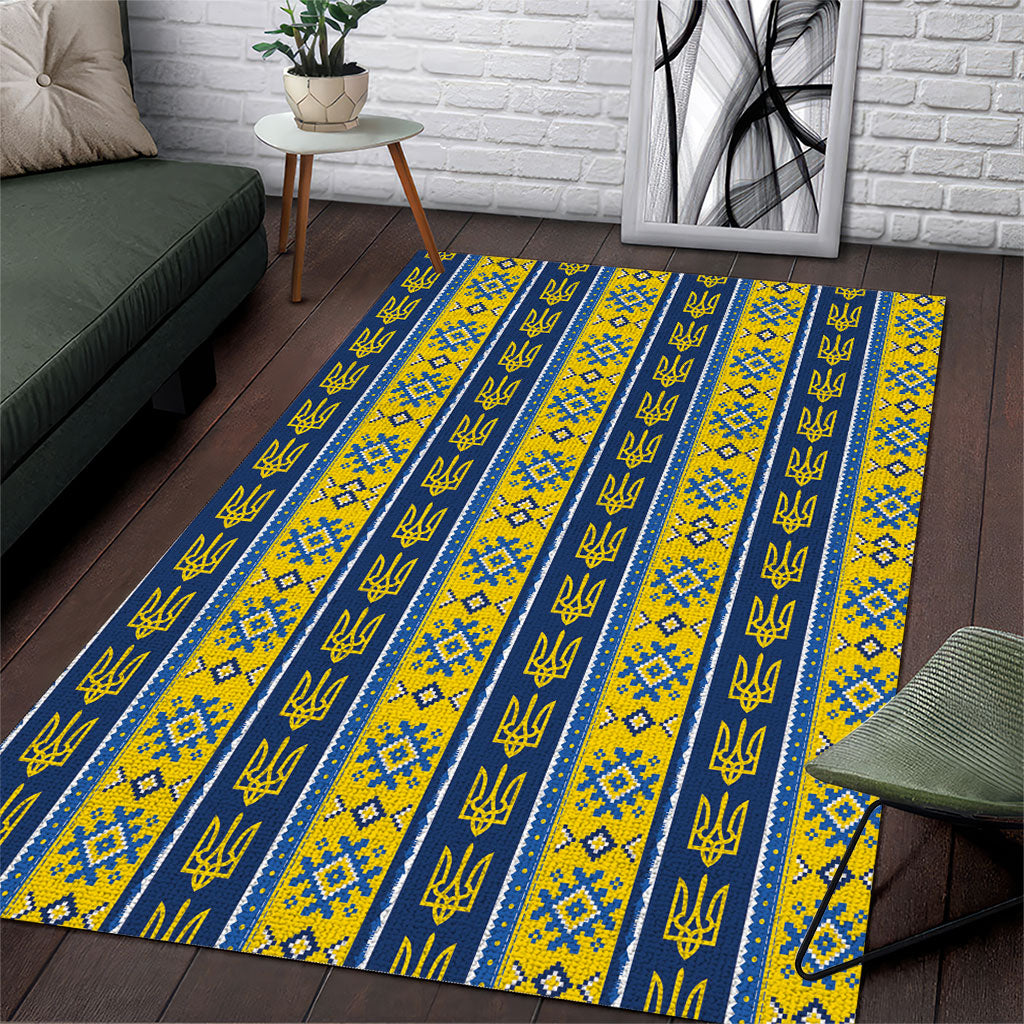 Ukraine Christmas Area Rug Ukrainian Trident Pattern