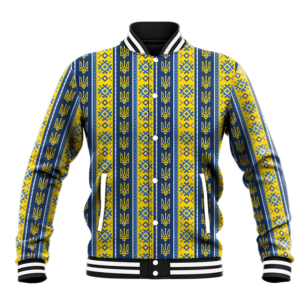 Ukraine Christmas Baseball Jacket Ukrainian Trident Pattern