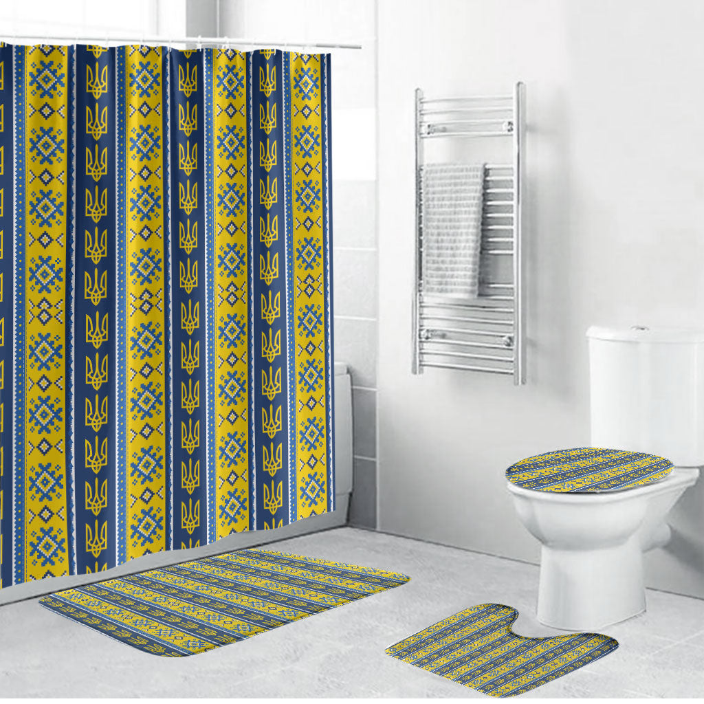 Ukraine Christmas Bathroom Set Ukrainian Trident Pattern