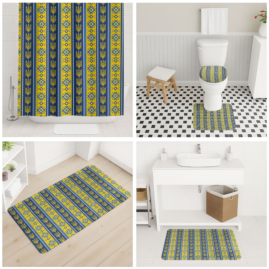 Ukraine Christmas Bathroom Set Ukrainian Trident Pattern