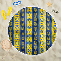 Ukraine Christmas Beach Blanket Ukrainian Trident Pattern