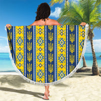 Ukraine Christmas Beach Blanket Ukrainian Trident Pattern