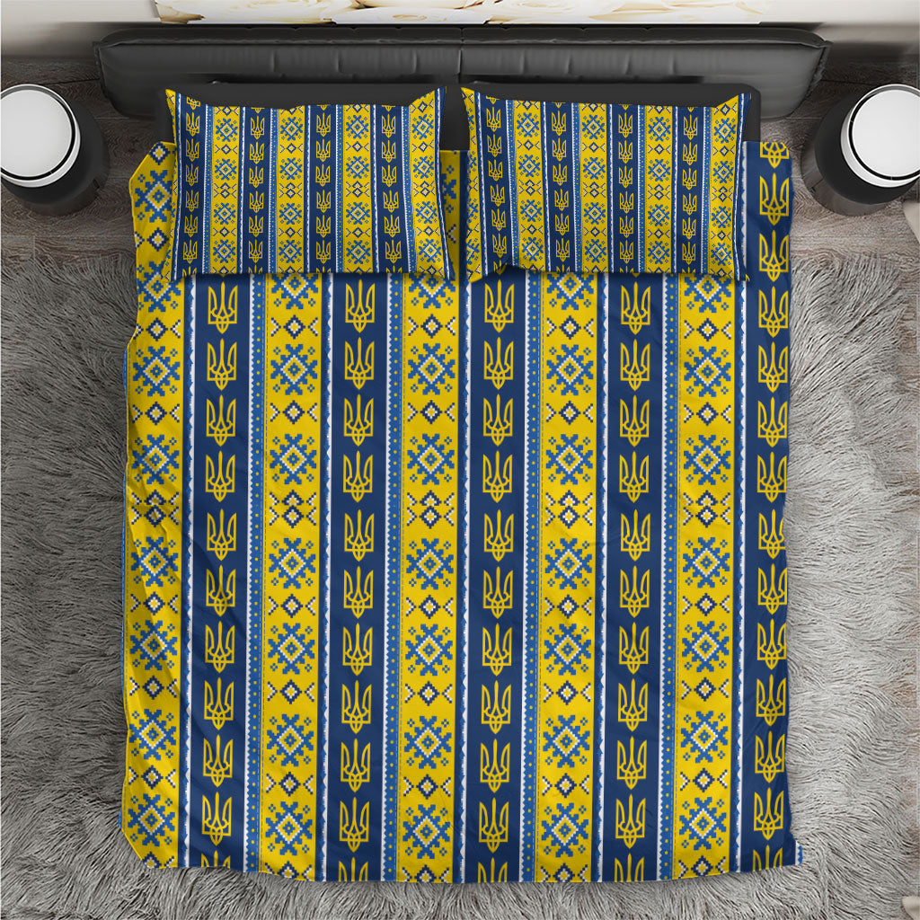 Ukraine Christmas Bedding Set Ukrainian Trident Pattern