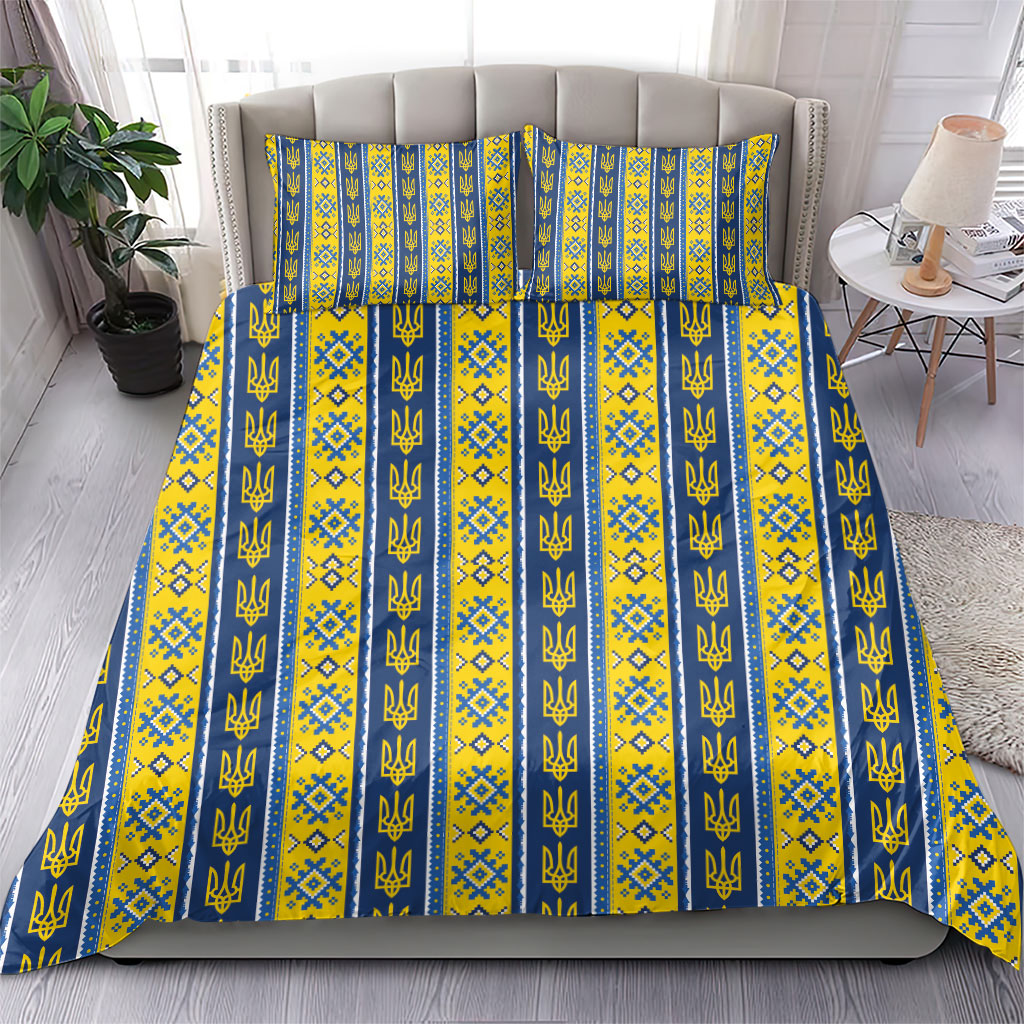Ukraine Christmas Bedding Set Ukrainian Trident Pattern