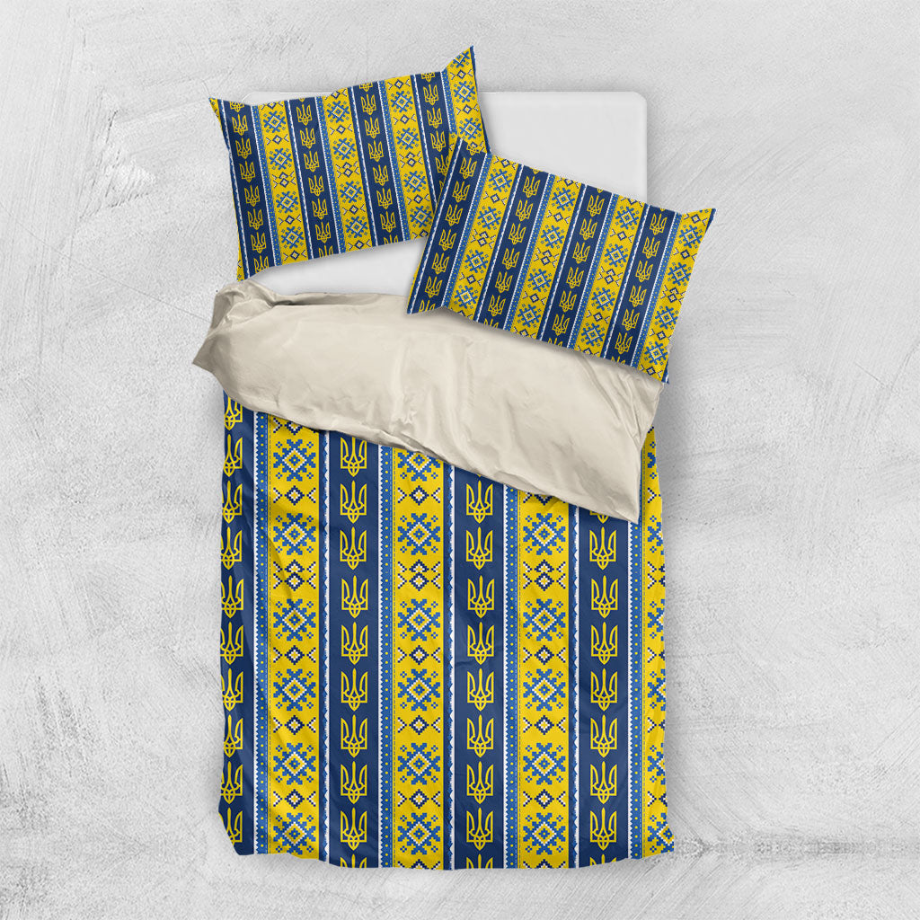 Ukraine Christmas Bedding Set Ukrainian Trident Pattern
