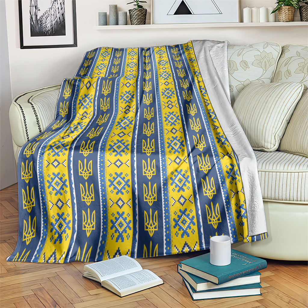 Ukraine Christmas Blanket Ukrainian Trident Pattern