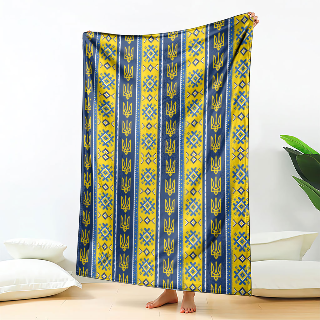 Ukraine Christmas Blanket Ukrainian Trident Pattern