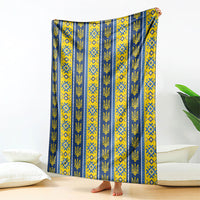 Ukraine Christmas Blanket Ukrainian Trident Pattern