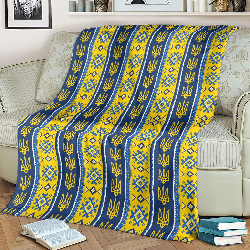 Ukraine Christmas Blanket Ukrainian Trident Pattern