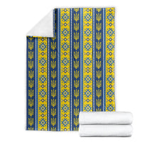 Ukraine Christmas Blanket Ukrainian Trident Pattern