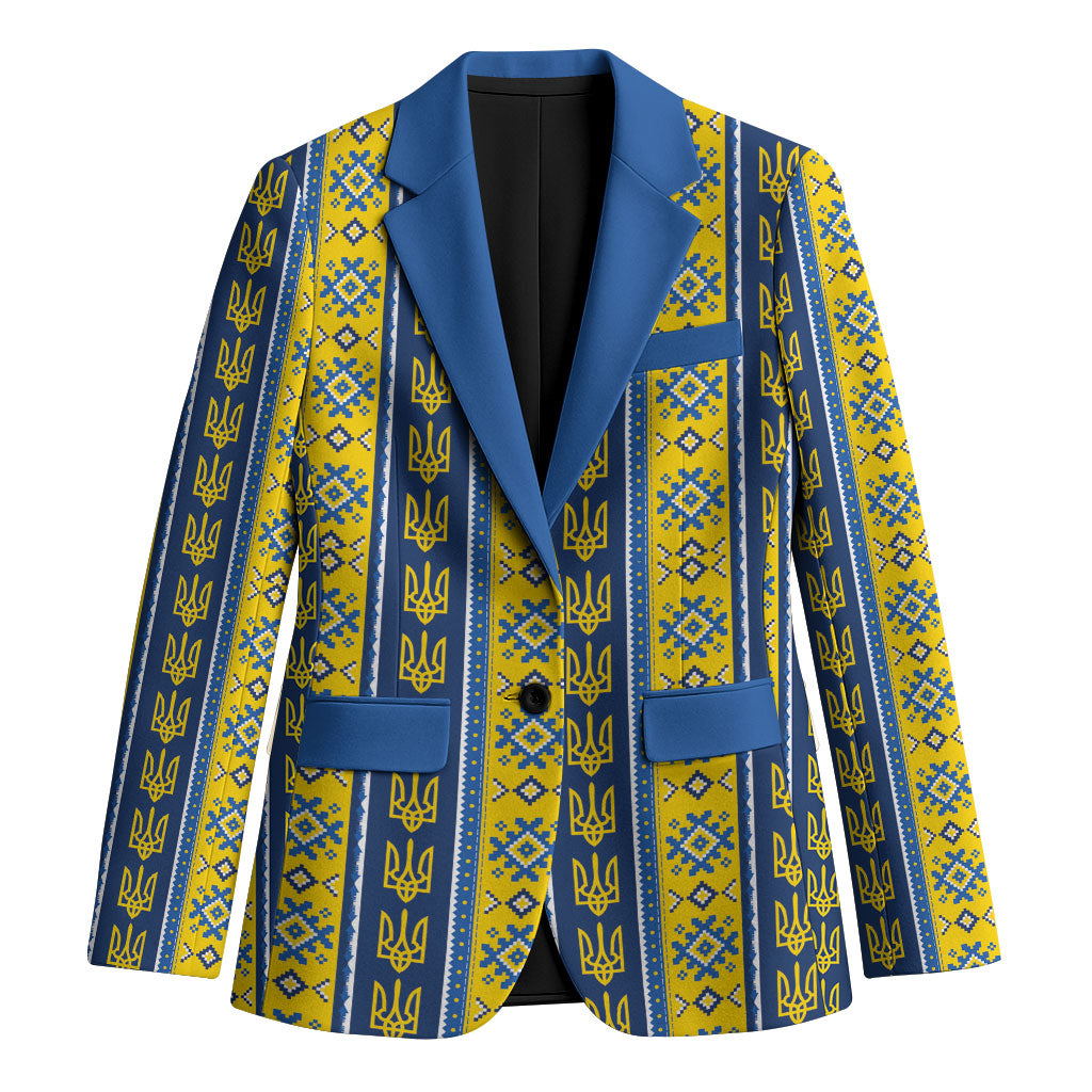 Ukraine Christmas Blazer Ukrainian Trident Pattern