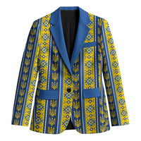 Ukraine Christmas Blazer Ukrainian Trident Pattern