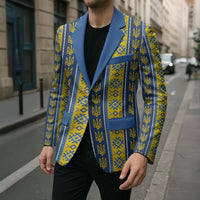 Ukraine Christmas Blazer Ukrainian Trident Pattern