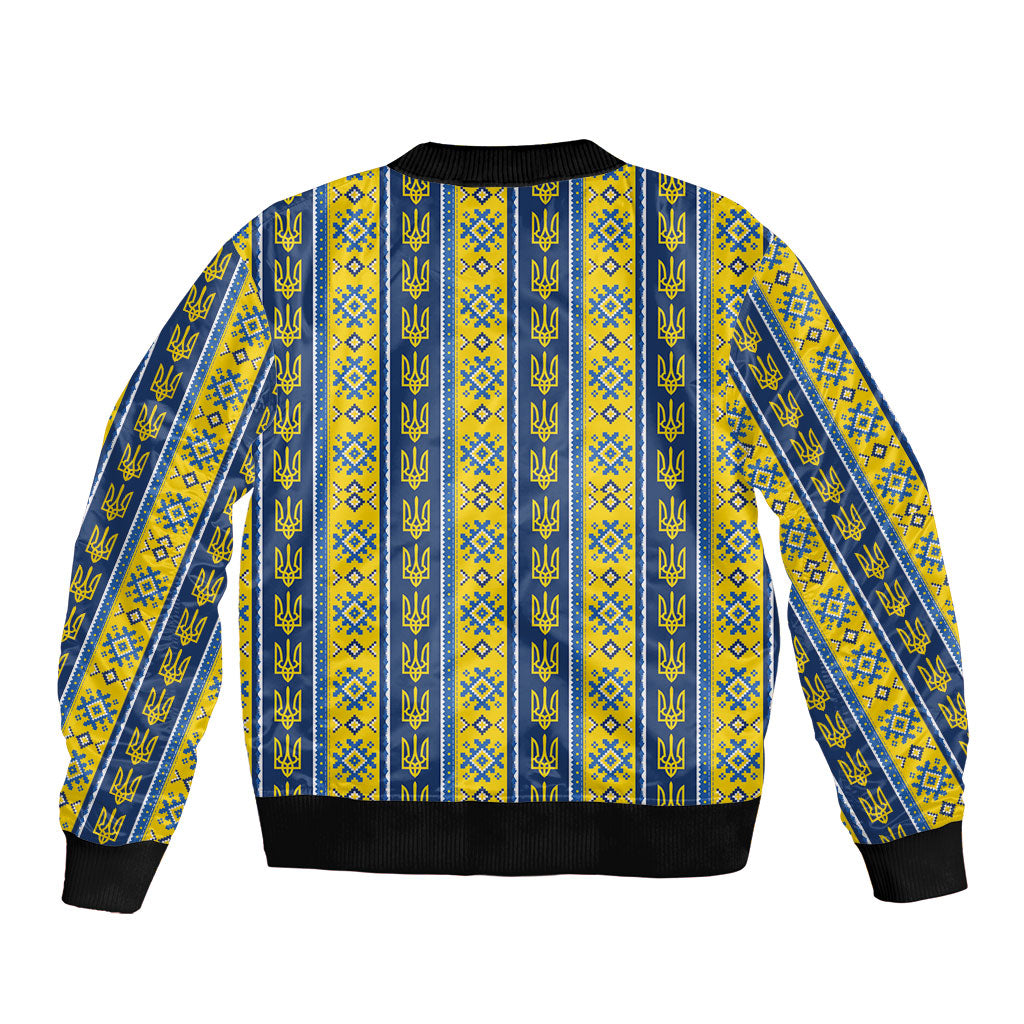 Ukraine Christmas Bomber Jacket Ukrainian Trident Pattern