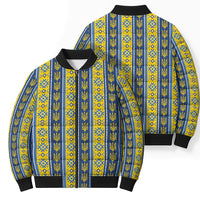 Ukraine Christmas Bomber Puffer Jacket Ukrainian Trident Pattern
