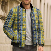 Ukraine Christmas Bomber Puffer Jacket Ukrainian Trident Pattern