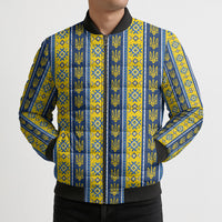 Ukraine Christmas Bomber Puffer Jacket Ukrainian Trident Pattern