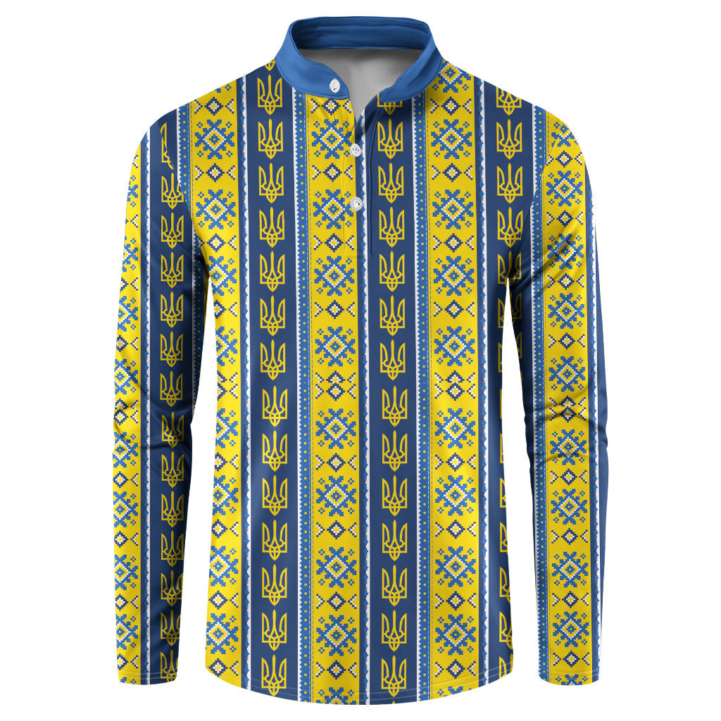 Ukraine Christmas Button Sweatshirt Ukrainian Trident Pattern