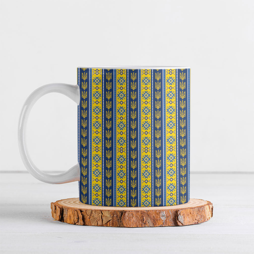 Ukraine Christmas Ceramic Mug Ukrainian Trident Pattern