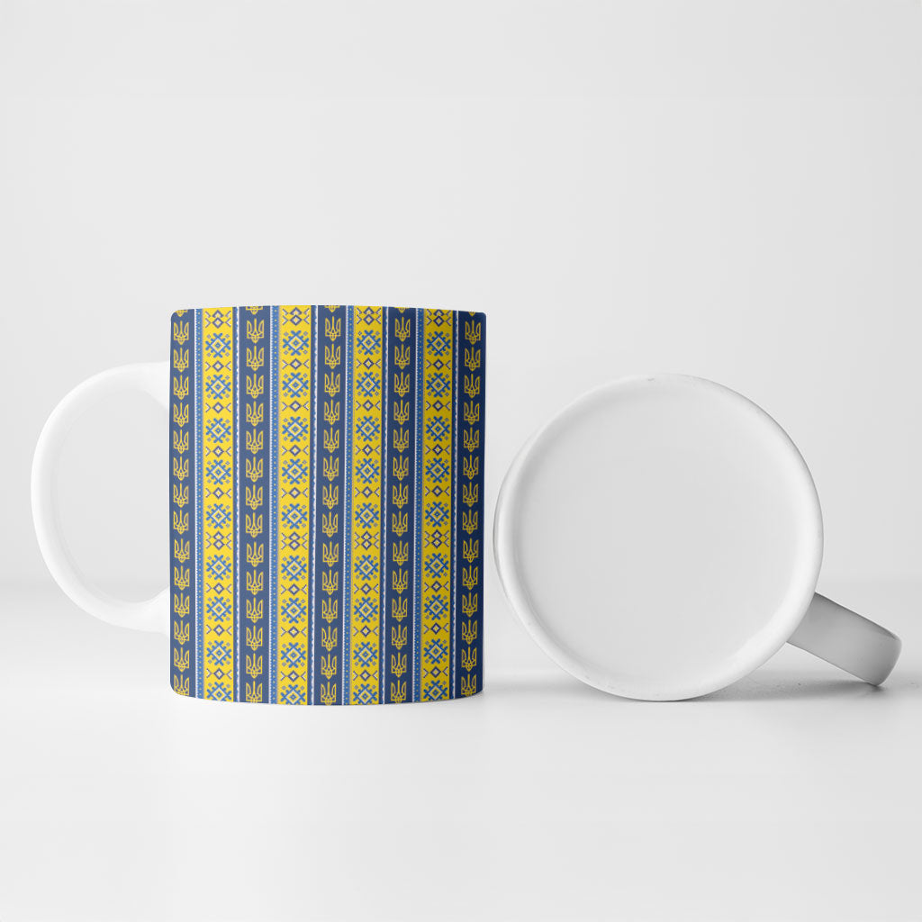 Ukraine Christmas Ceramic Mug Ukrainian Trident Pattern
